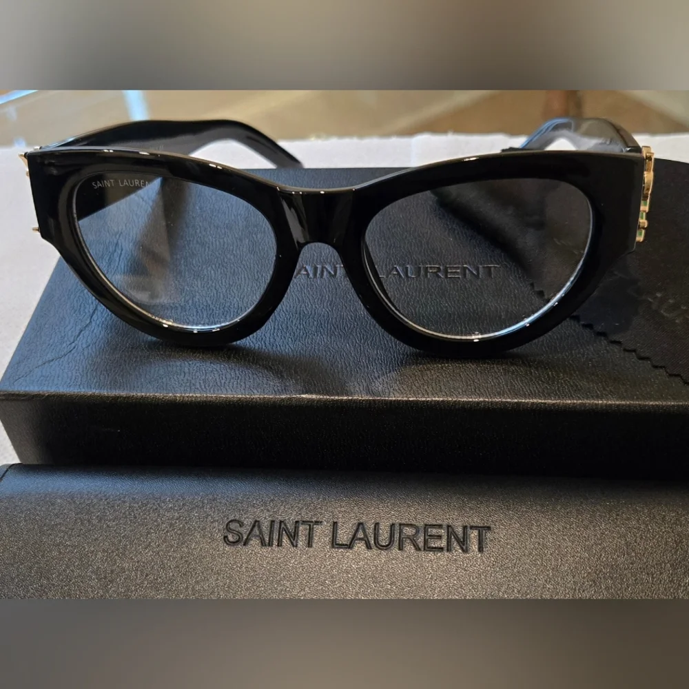 YSL Saint Laurent Eyewear Womens Cat Eye RX Glasses Full Inclusion 53:20:145MM